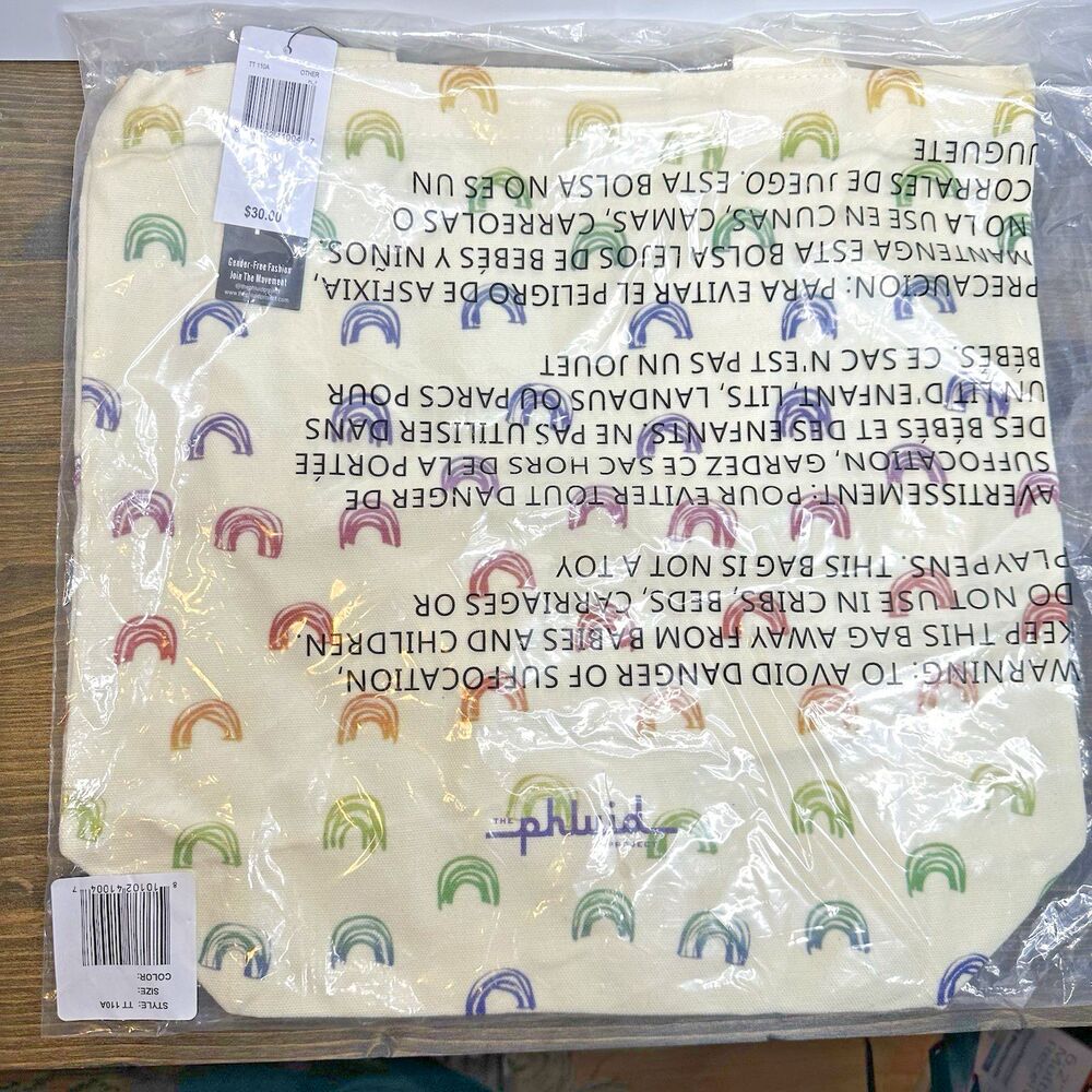 The Phluid Project Canvas Tote‎ Bag Rainbows Gender Free Fashion TT110A